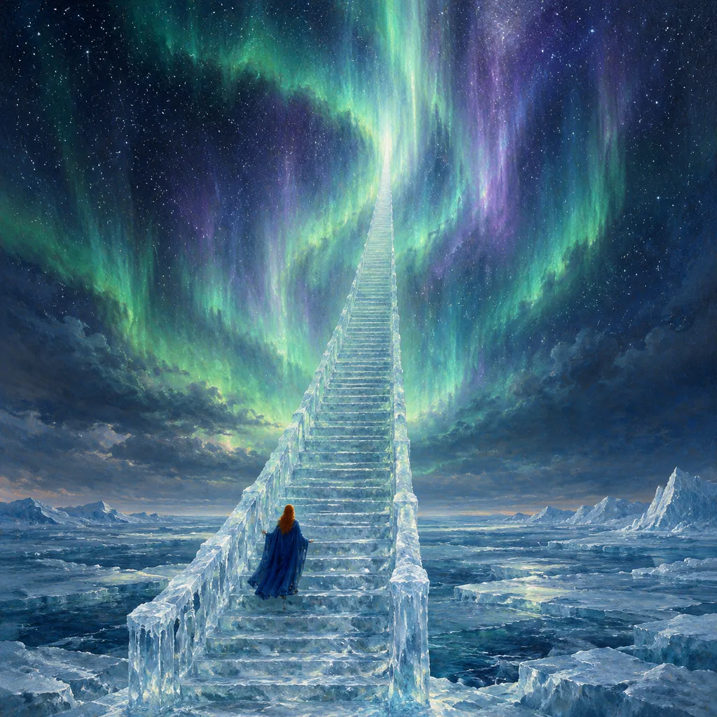 Aurora Ice Staircase Romantic Painting
