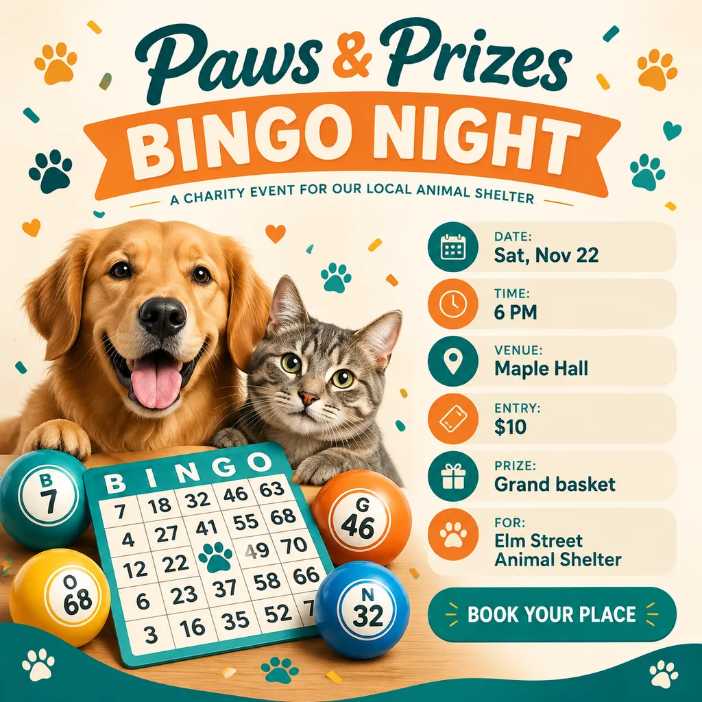 Charity Bingo Night Event Flyer