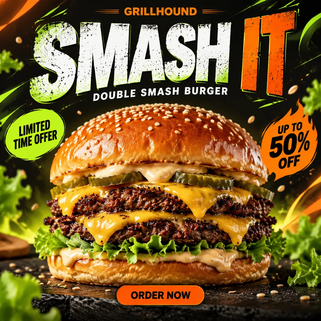 Dark Neon Burger Promo Post