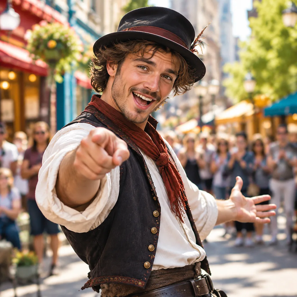 Downtown Street Performer Freeze Keyframe