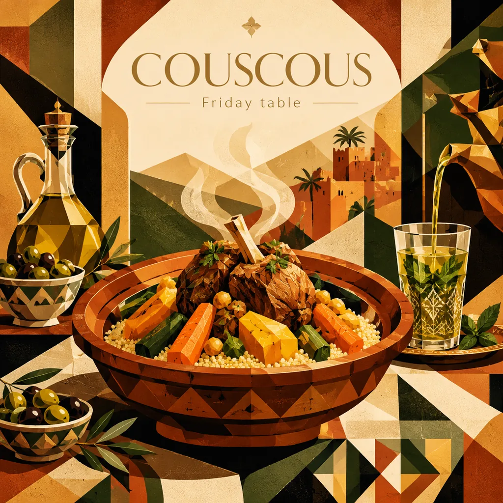 Geometric Cubist Couscous Food Poster