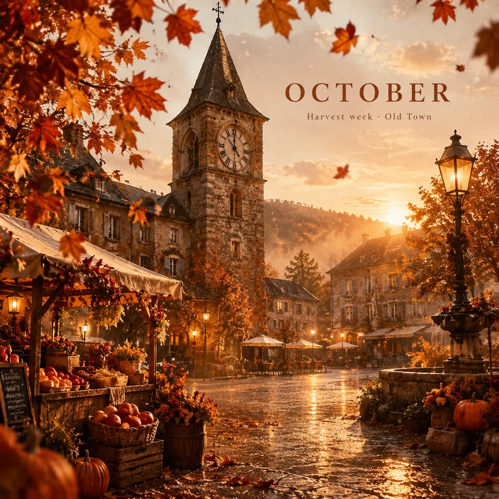 October Old-Town Autumn Poster