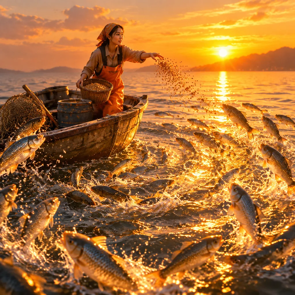 Sunset Fish Spiral Fisherwoman Keyframe