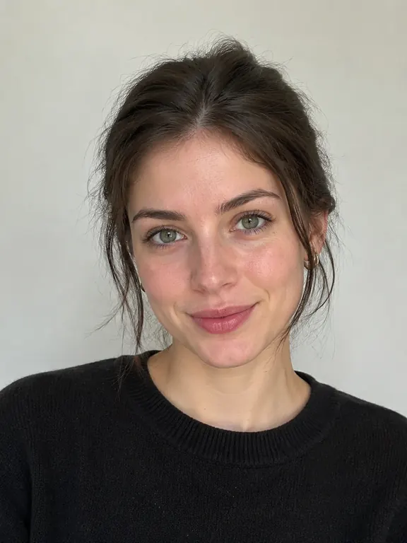 AI-generated reference image (fictional person/product)