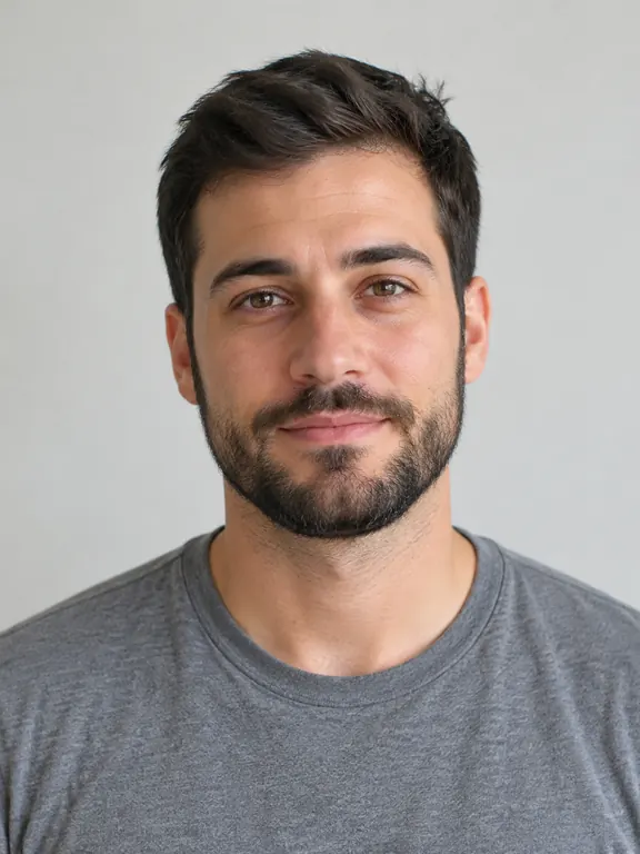 AI-generated reference image (fictional person/product)