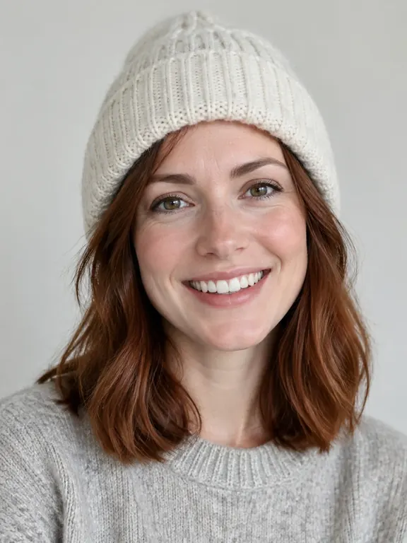AI-generated reference image (fictional person/product)