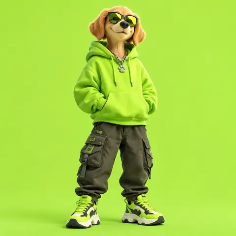 3D Streetwear Dog Character Design Prompt