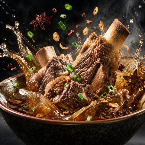 Beef Rib Soup Splash Floating