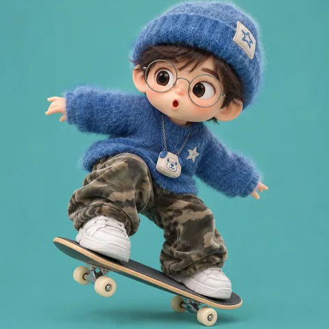 Chibi Blind-Box Skater Boy 3D Render