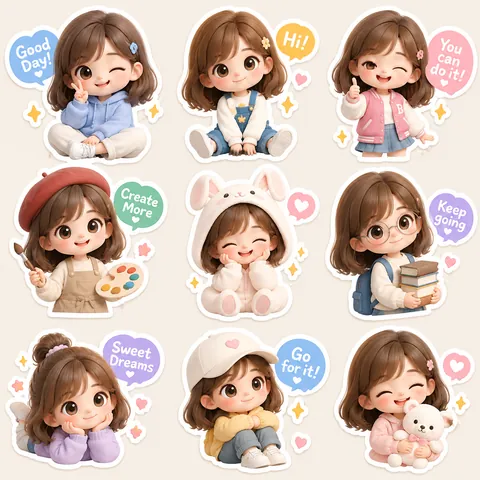 3D Chibi Vinyl Figurine Sticker Sheet