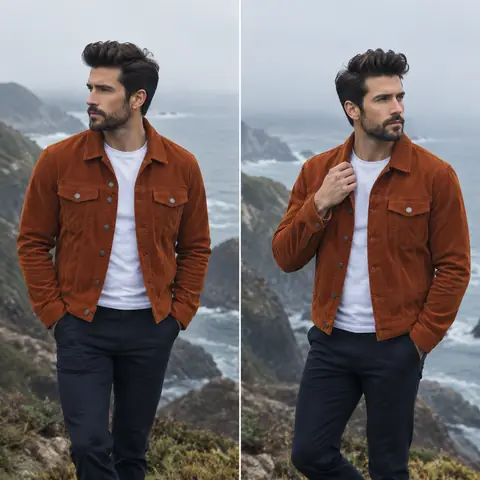 Coastal Cliff Menswear Diptych Portrait Prompt