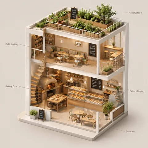 Isometric Building Cutaway Slice