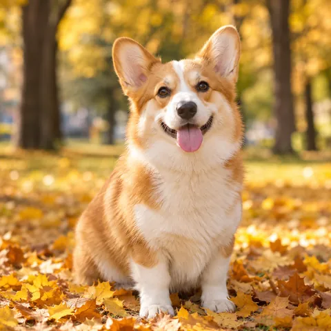 Corgi Autumn Park Pet Template Poster