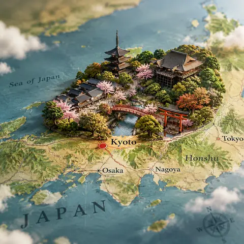 Map with a 3D City Diorama Rising from It Prompt
