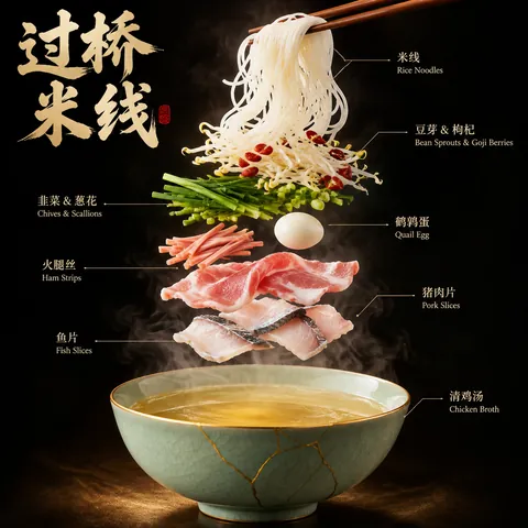 Crossing-the-Bridge Rice Noodles Exploded Poster