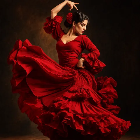 Flamenco Dancer in a Red Dress