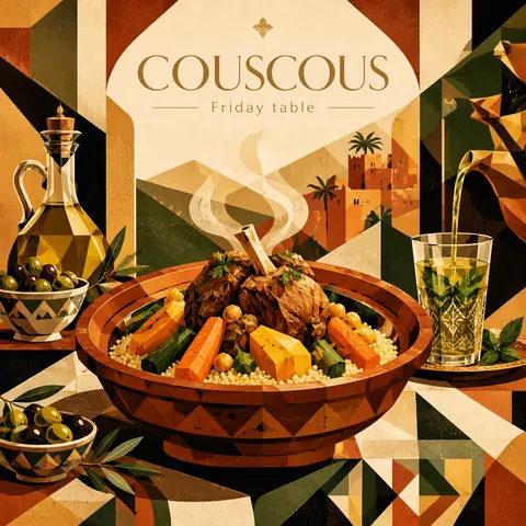 Geometric Cubist Couscous Food Poster