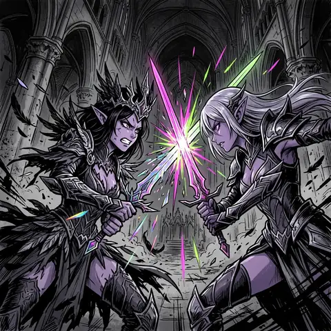 Gothic Ink Anime Sword Duel Key Frame