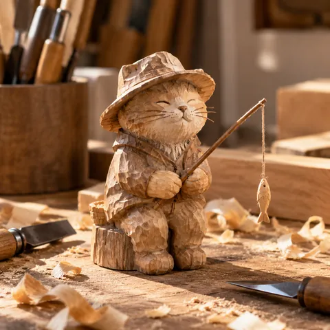 Hand-Carved Wooden Miniature Figure
