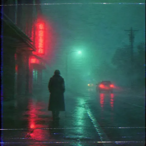 Haunted VHS Neon Fog Street Key Frame