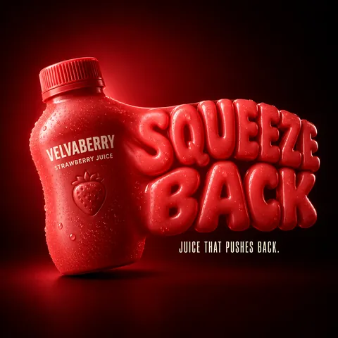 Inflating Juice Bottle Typography Poster