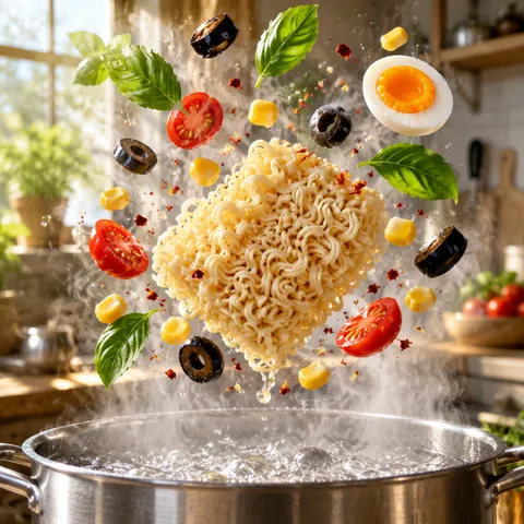 Instant Noodle Block Floating Veggies Keyframe