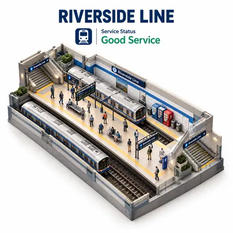 Isometric Subway Station Miniature with Service Status