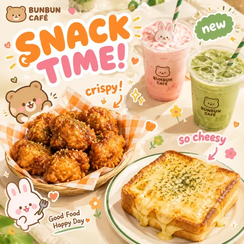 Kawaii Café Snack Menu Poster