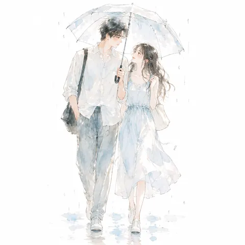 韩式粉彩浪漫水彩插画提示词