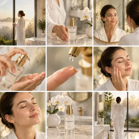 Nine-Shot Skincare Morning Ritual Collage Prompt