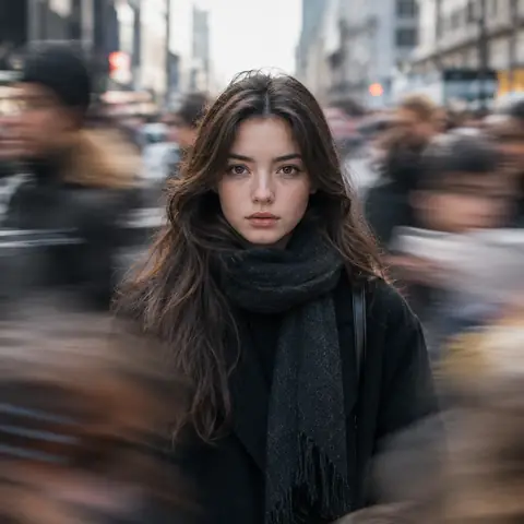 Long-Exposure Crowd Street Portrait Prompt