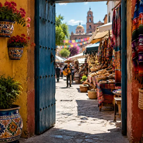 Mexico Painted Doorway Market Keyframe