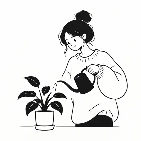 Minimal Black-and-White Line Art Character Prompt