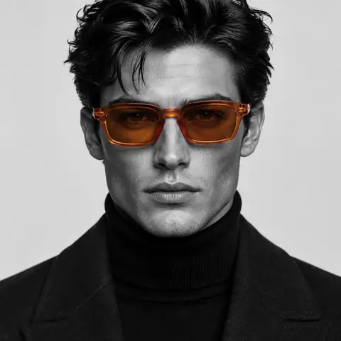 Black-and-White Headshot with Amber Glasses Only
