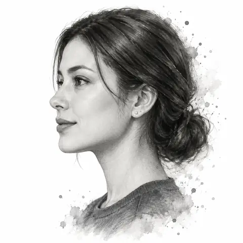 Monochrome Ink Side-Profile Portrait from a Photo