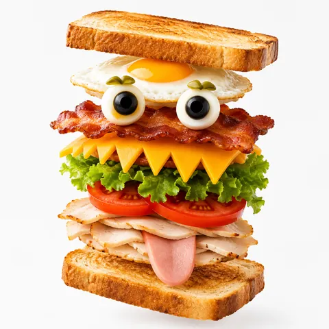 Monster Face Club Sandwich Exploded View
