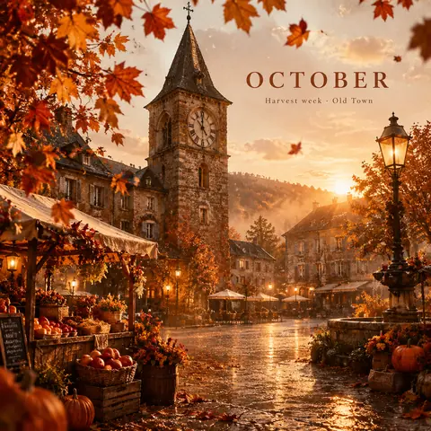 October Old-Town Autumn Poster