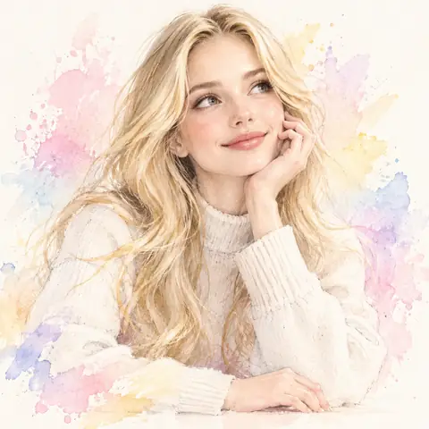 Soft Pastel Watercolour Portrait Illustration