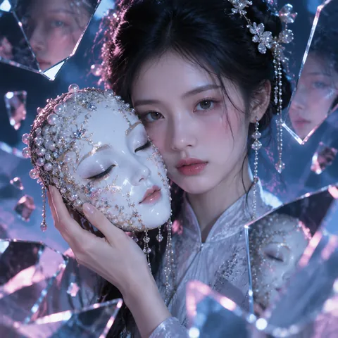 珍珠面具高定人像