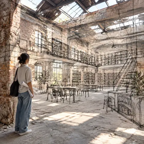 Real Space with Floating Concept Sketch Lines