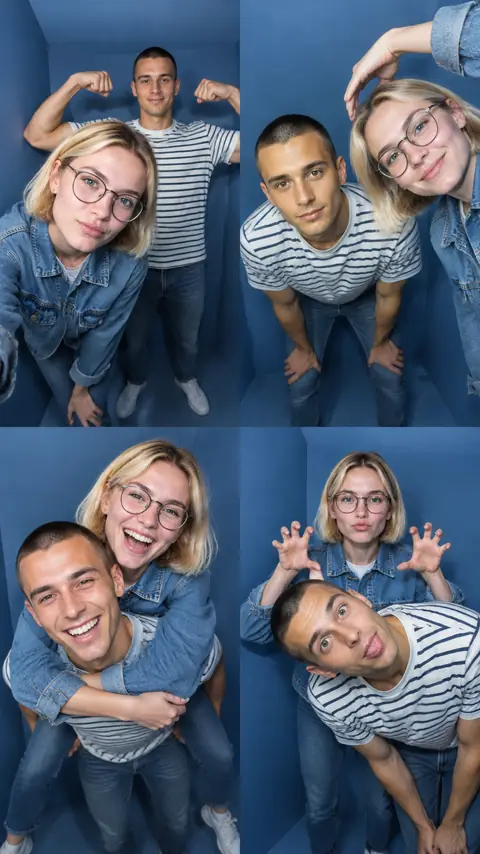 Photo Booth 2x2 Strip of Two Friends from a Photo