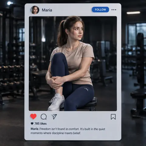 Fitness Portrait Inside a 3D Social Post Frame