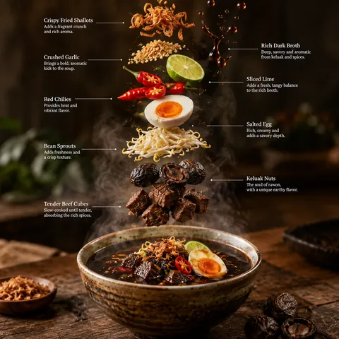 Rawon Black Beef Soup Floating Infographic