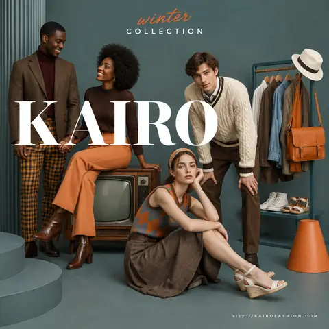 Retro-Modern Group Fashion Ad in Teal and Orange