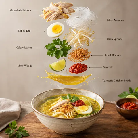 Soto Ayam Vertical Floating Infographic