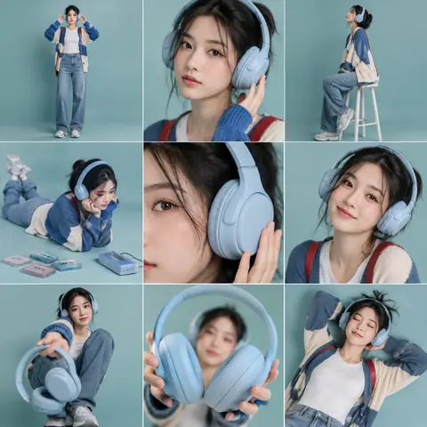 3x3 Headphone Lifestyle Storyboard Grid Prompt