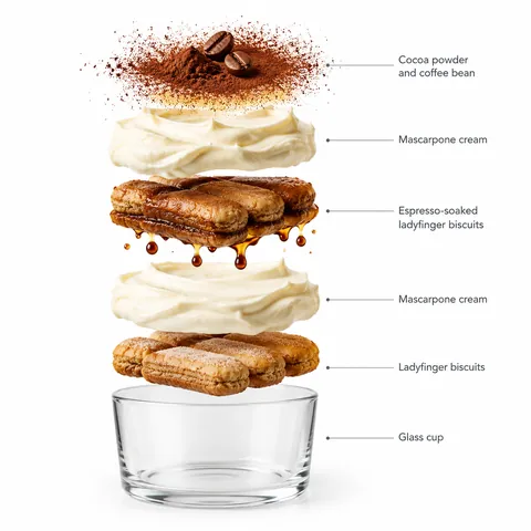 Tiramisu Cup Exploded White Infographic