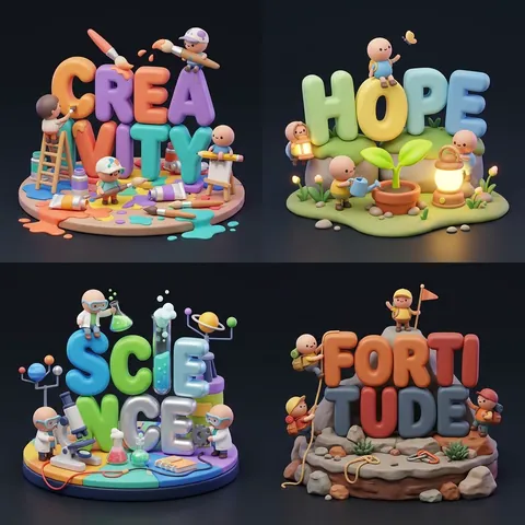 Toy Bubble Letter Topic Diorama Grid