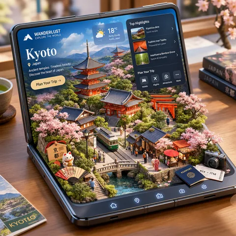 Travel App Pop-Out Isometric Diorama