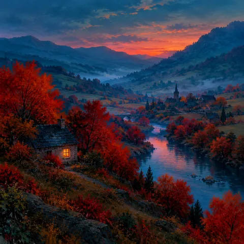 Valley Window Light at Night